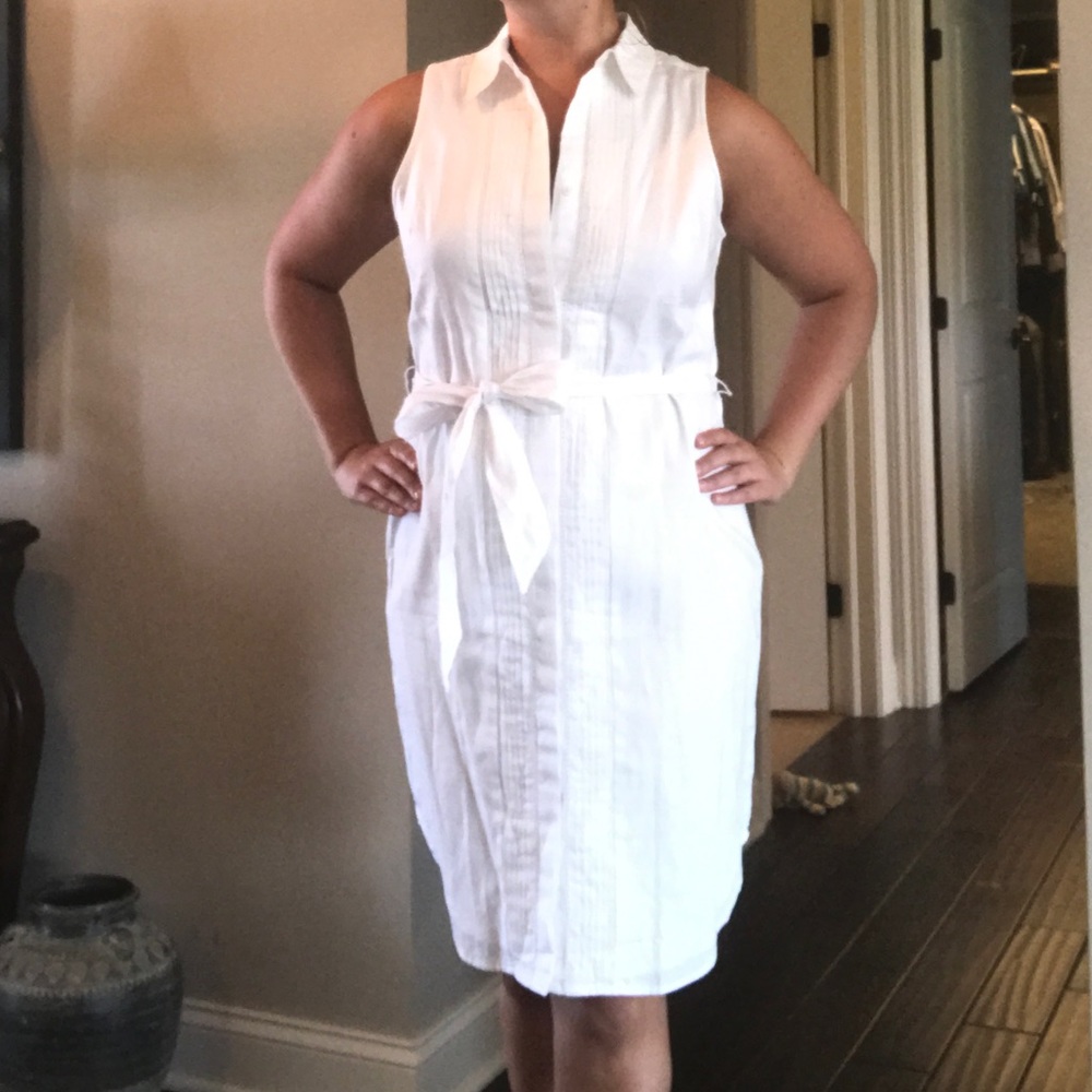 White button up dress